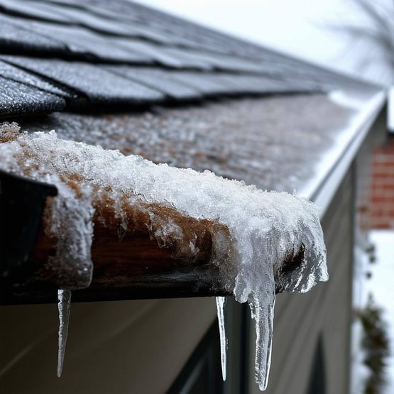 Clogged gutters due to icedams