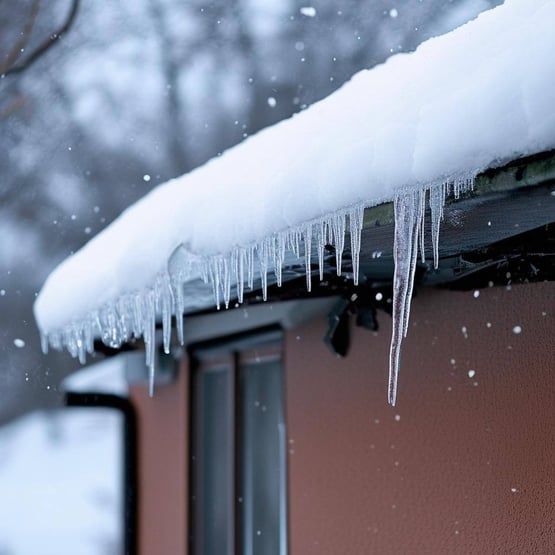 Snow and Ice on Roof which is causing some slight but obvious sagging